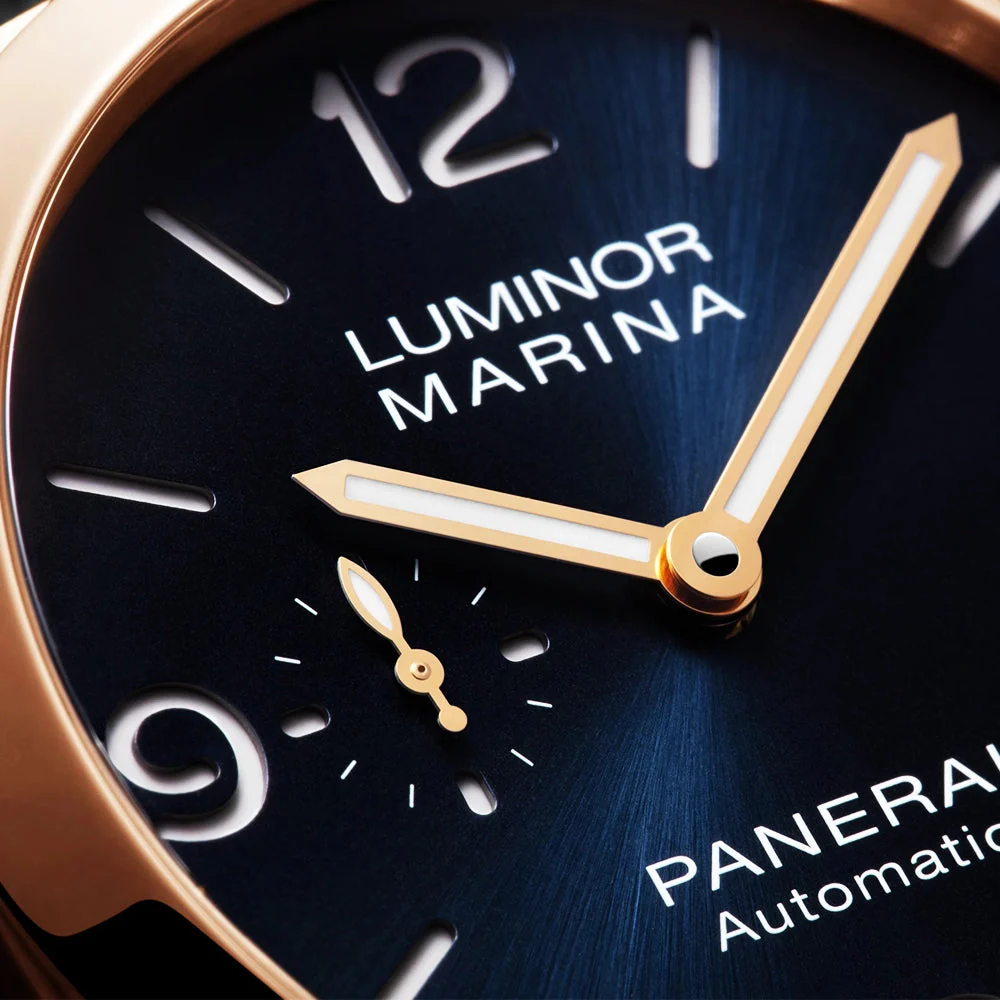 Luminor Goldtech 44mm Blue Dial Automatic Leather Strap Watch - Image 2