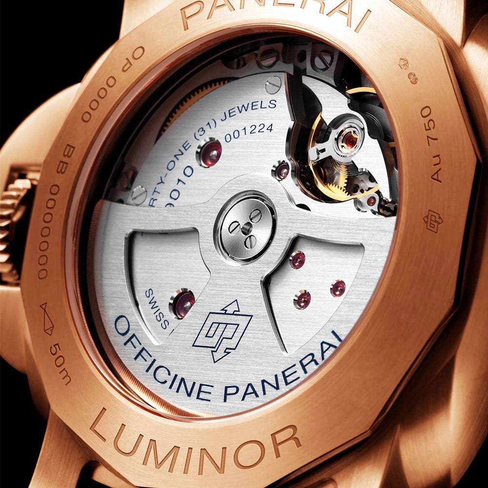 Luminor Goldtech 44mm Blue Dial Automatic Leather Strap Watch - Image 4