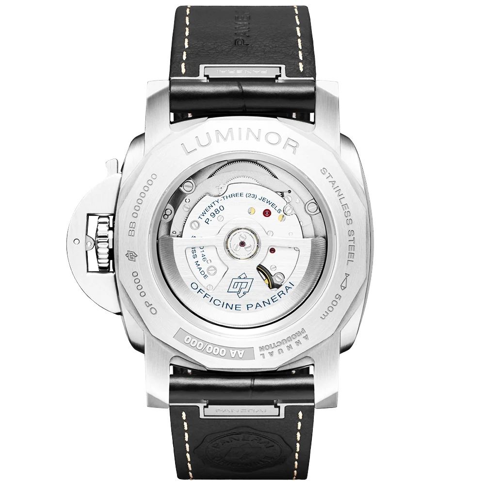Luminor Marina Steel Black Dial 44mm Automatic Black Strap Watch - Image 4