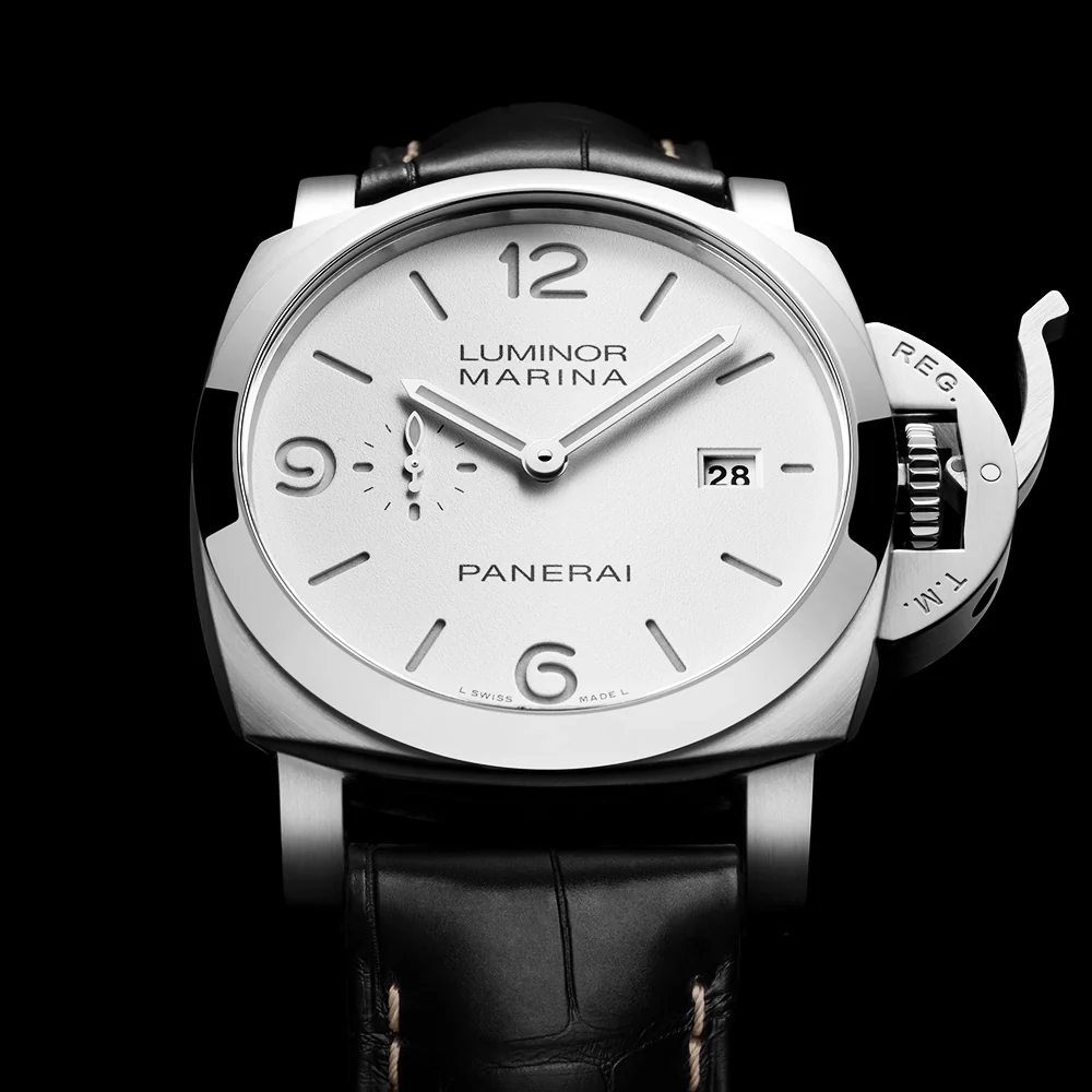 Luminor Marina Steel White Dial 44mm Automatic Black Strap Watch - Image 2
