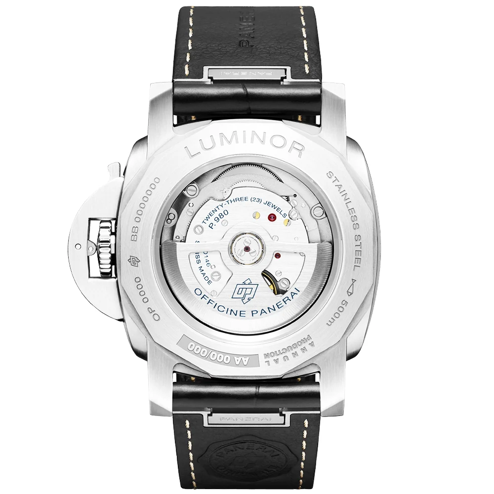 Luminor Marina Steel White Dial 44mm Automatic Black Strap Watch - Image 5