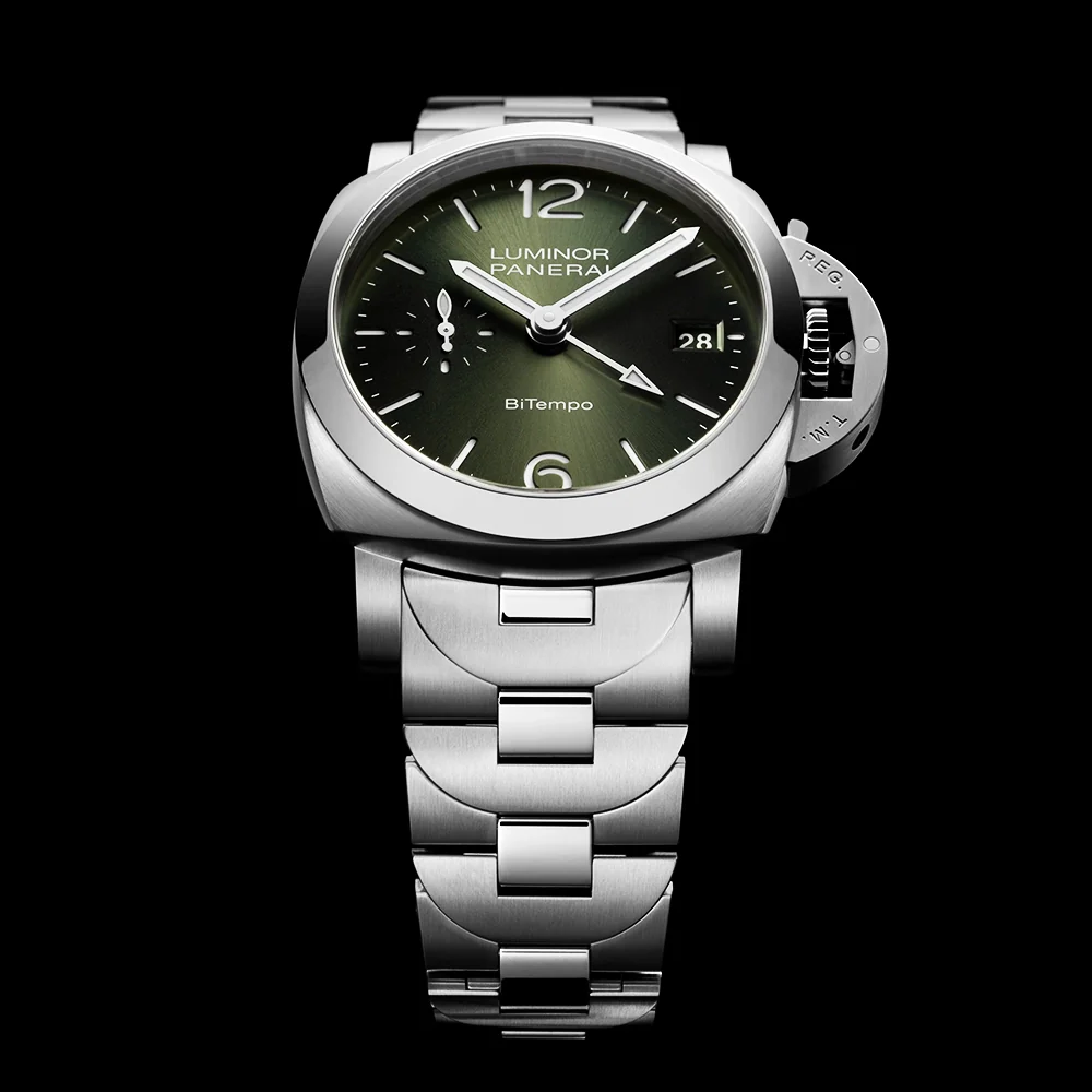 Luminor Quaranta BiTempo Green Sunray Dial Bracelet Watch - Image 3
