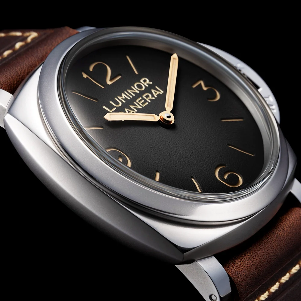 Luminor Tre Giorni 47mm Patina Steel Mens Leather Strap Watch - Image 2