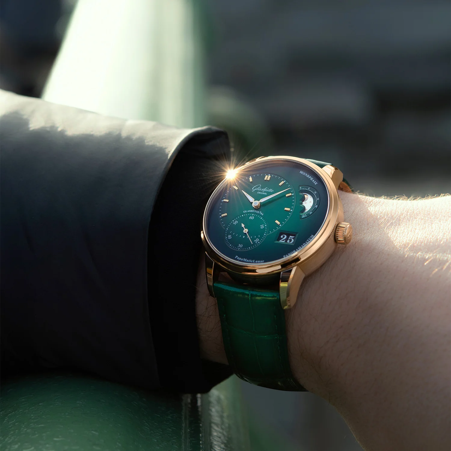 PanoMaticLunar 40mm Rose Gold & Green Dial Automatic Men's Watch - Image 3