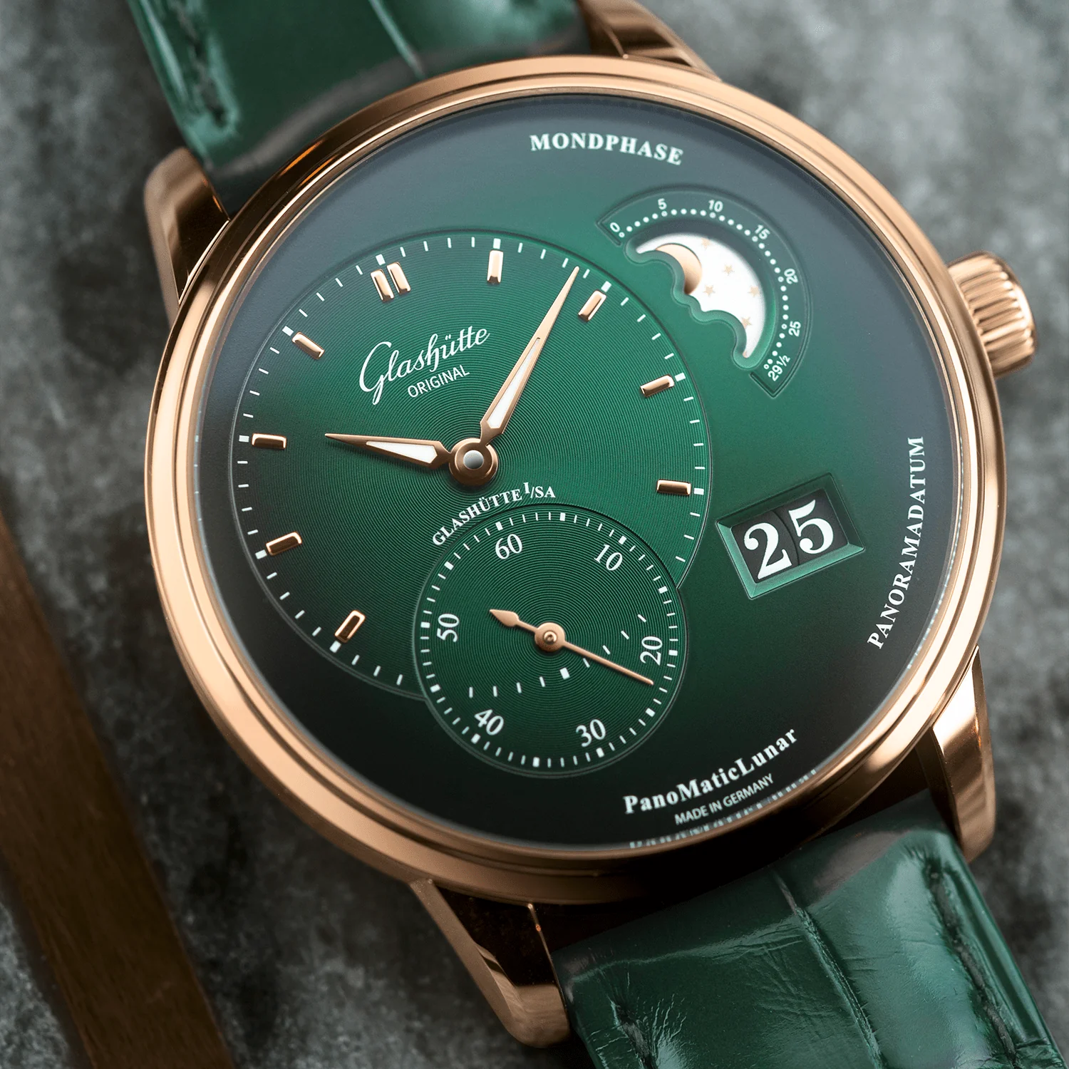 PanoMaticLunar 40mm Rose Gold & Green Dial Automatic Men's Watch - Image 5