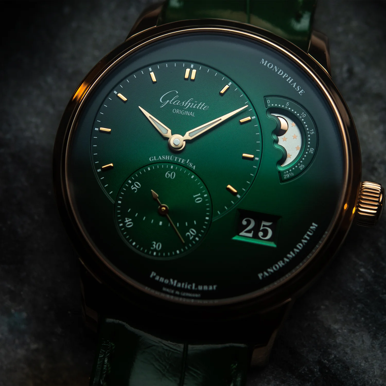 PanoMaticLunar 40mm Rose Gold & Green Dial Automatic Men's Watch - Image 6