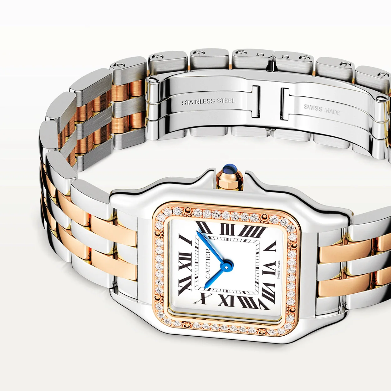 Panthère de Cartier Medium 18ct Rose Gold & Steel Diamond Set Watch - Image 5