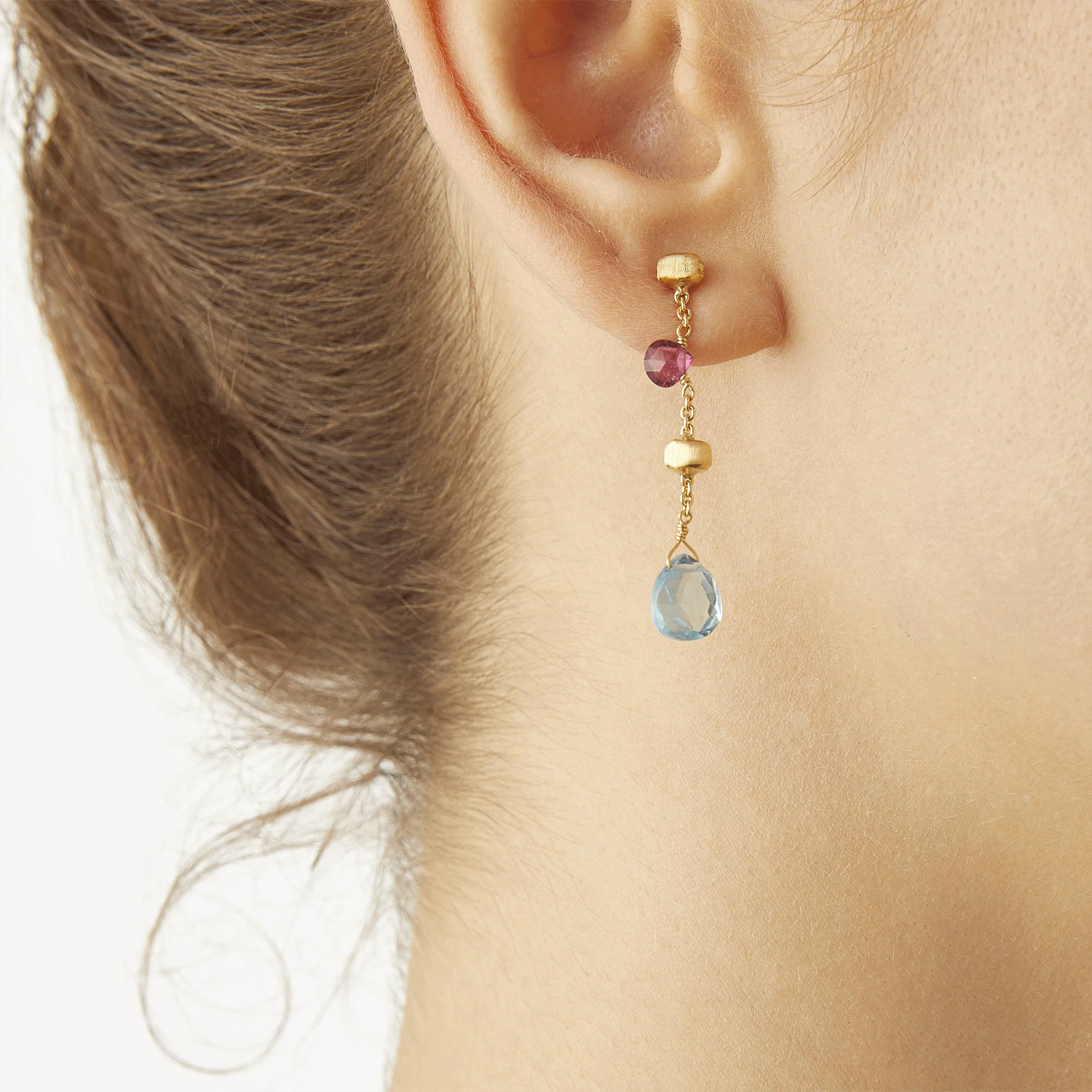 Paradise 18ct Yellow Gold Multicoloured Drop Earrings - Image 2