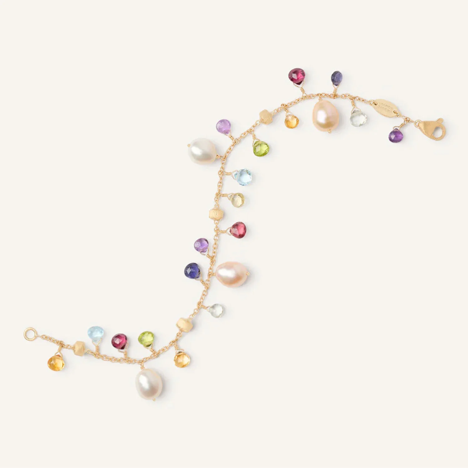 Paradise 18ct Yellow Gold Multicoloured Gemstone & Pearl Bracelet - Image 3