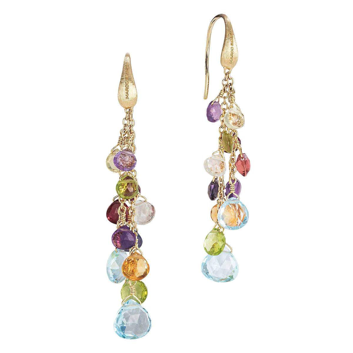 Paradise 18ct Yellow Gold Multicoloured Stone Drop Earrings - Image 5