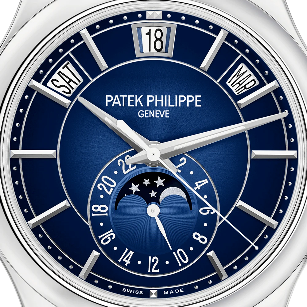 Annual Calendar 18ct White Gold 40mm Blue Sunburst Dial Men's Watch - Image 2