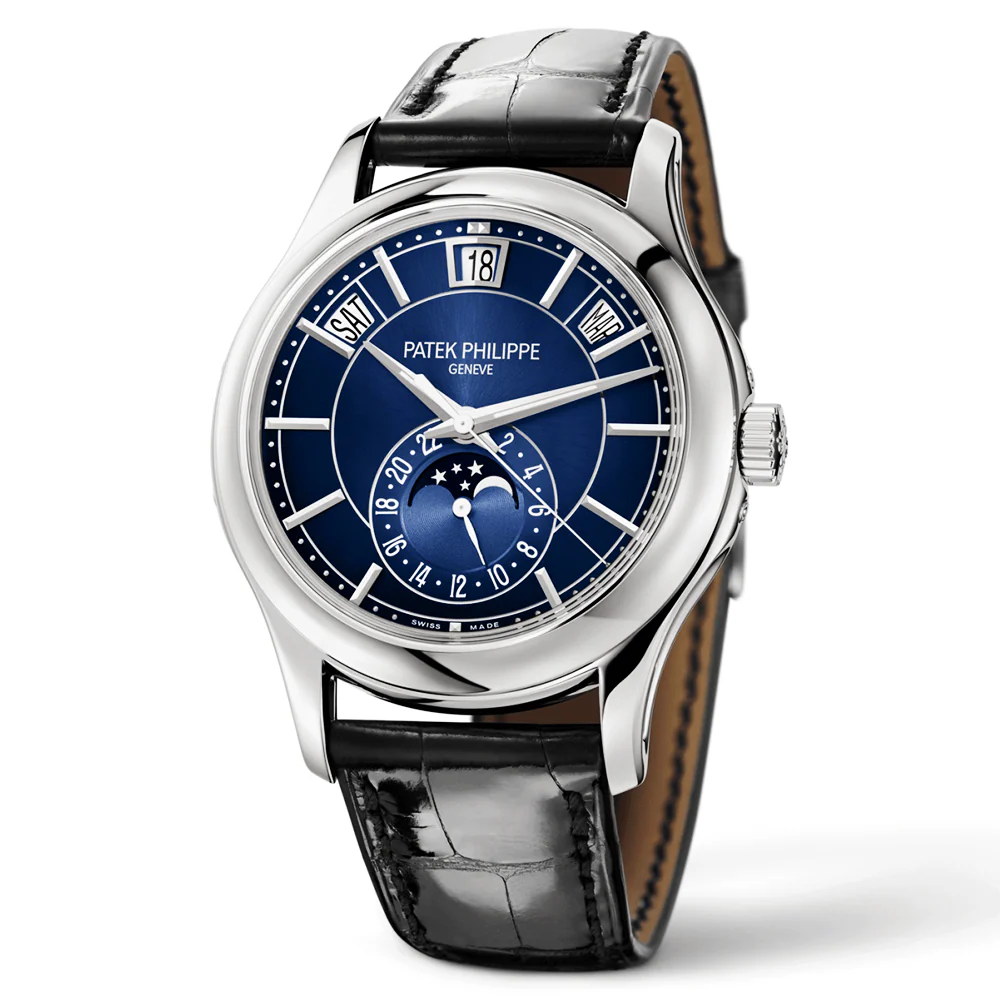 Annual Calendar 18ct White Gold 40mm Blue Sunburst Dial Men's Watch - Image 3