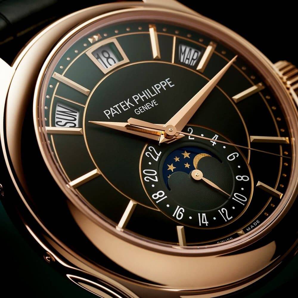 Annual Calendar 18ct Rose Gold 40mm Olive Green Dial Men's Watch - Image 3