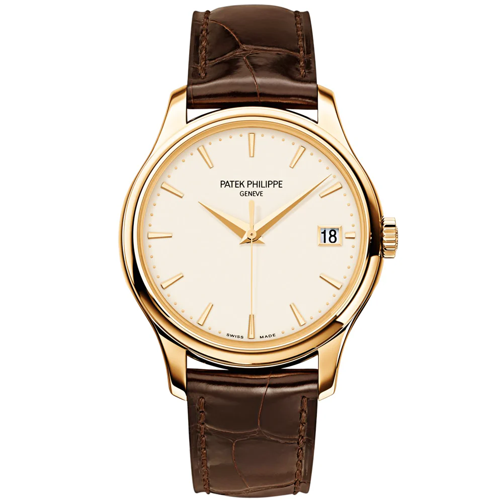 Calatrava 18ct Yellow Gold Ivory Dial Men's Automatic Leather Strap Watch - Image 3