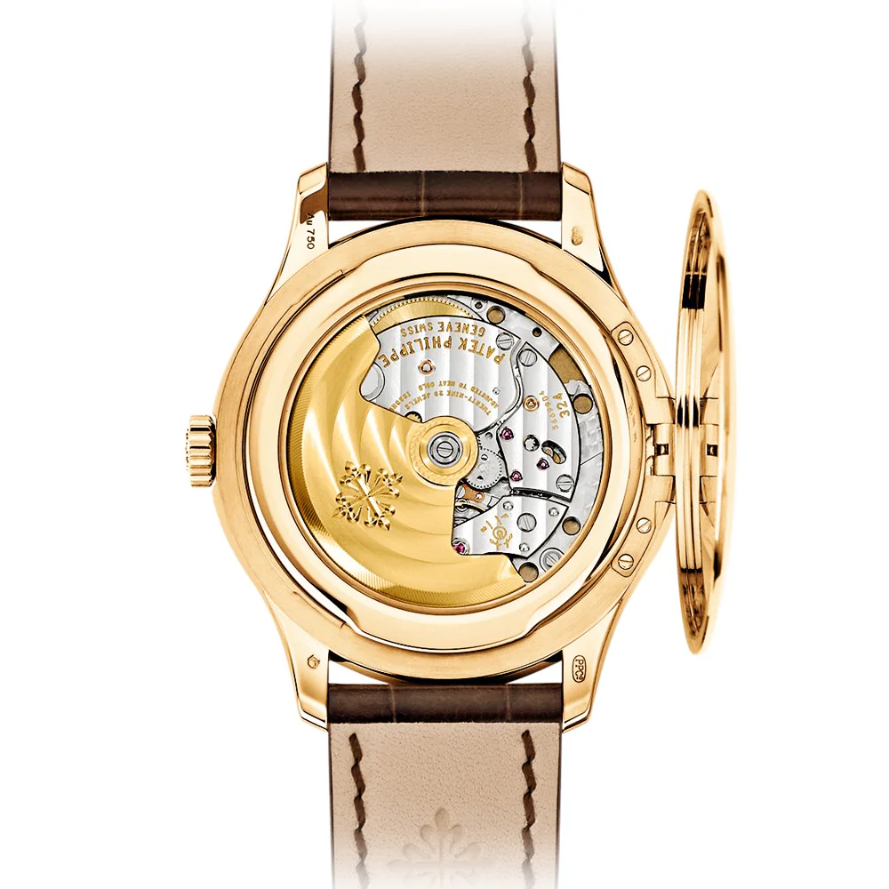 Calatrava 18ct Yellow Gold Ivory Dial Men's Automatic Leather Strap Watch - Image 4