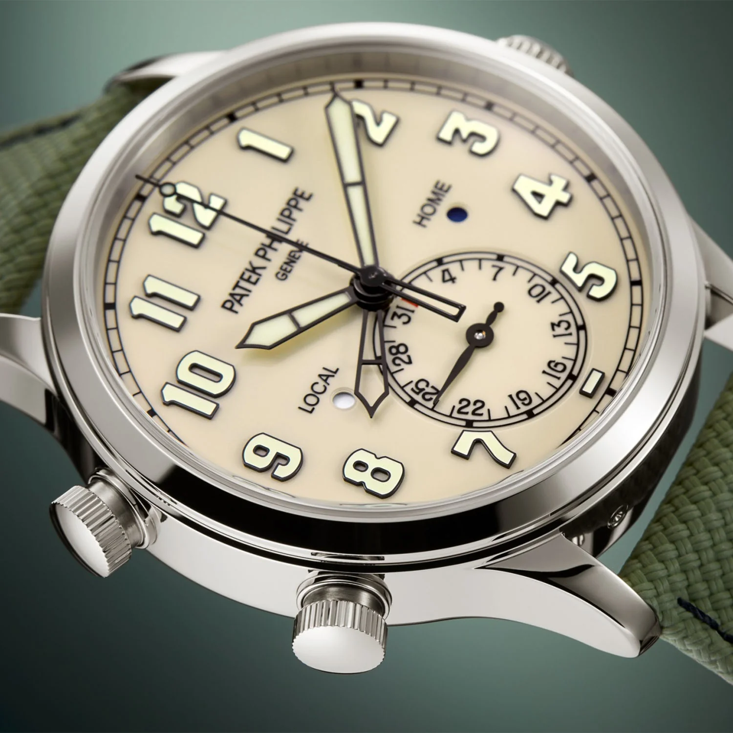 Calatrava Pilot Travel Time 42mm 18ct White Gold Ivory Dial Watch - Image 2