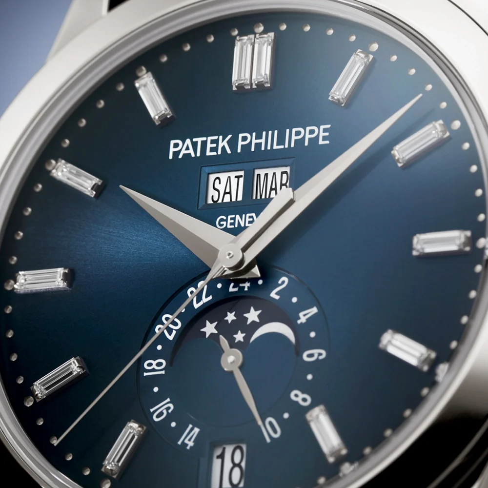 Complications Annual Calendar Moon Phases Blue Diamond Dial Watch - Image 2