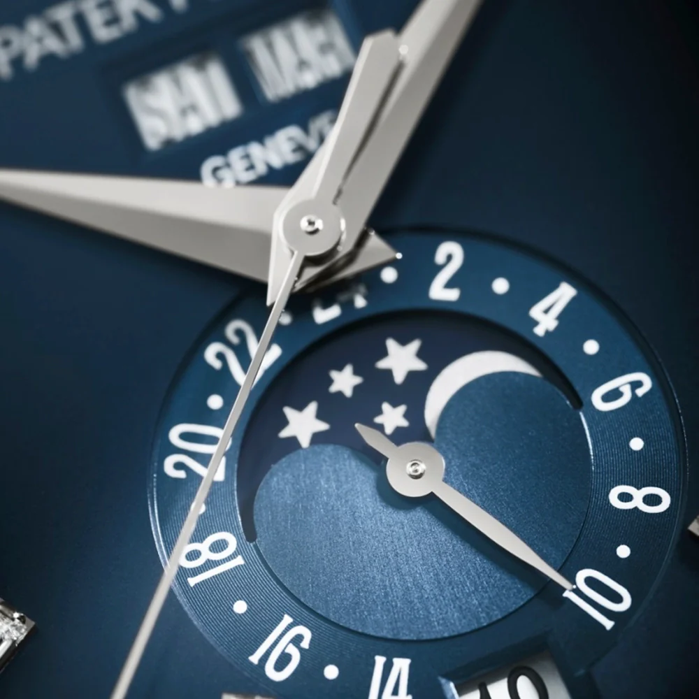 Complications Annual Calendar Moon Phases Blue Diamond Dial Watch - Image 4