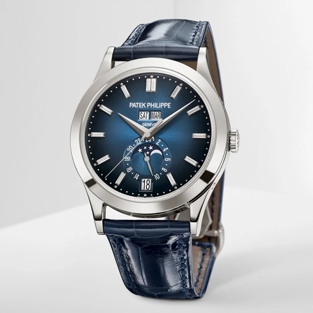 Complications Annual Calendar Moon Phases Blue Diamond Dial Watch - Image 8