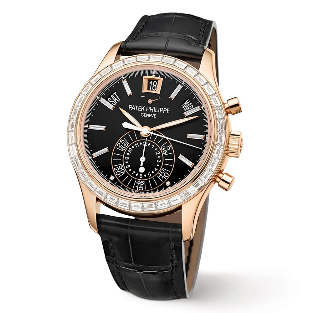Complications Annual Calendar Chronograph 18ct Rose Gold Diamond Set Watch - Image 4