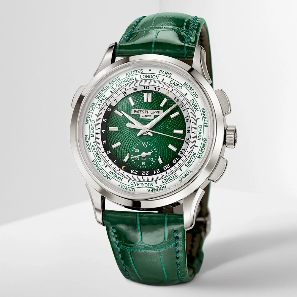 Complications World Time Flyback Chronograph Platinum Green Dial Watch - Image 6