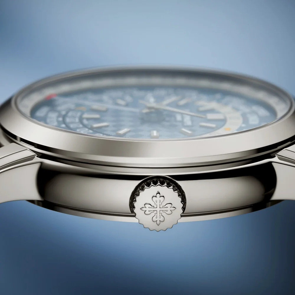 Complications World Time Date 40mm Blue Dial Denim Strap Watch - Image 3