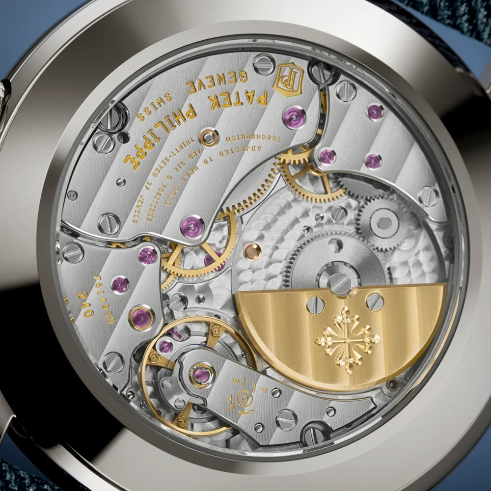 Complications World Time Date 40mm Blue Dial Denim Strap Watch - Image 5