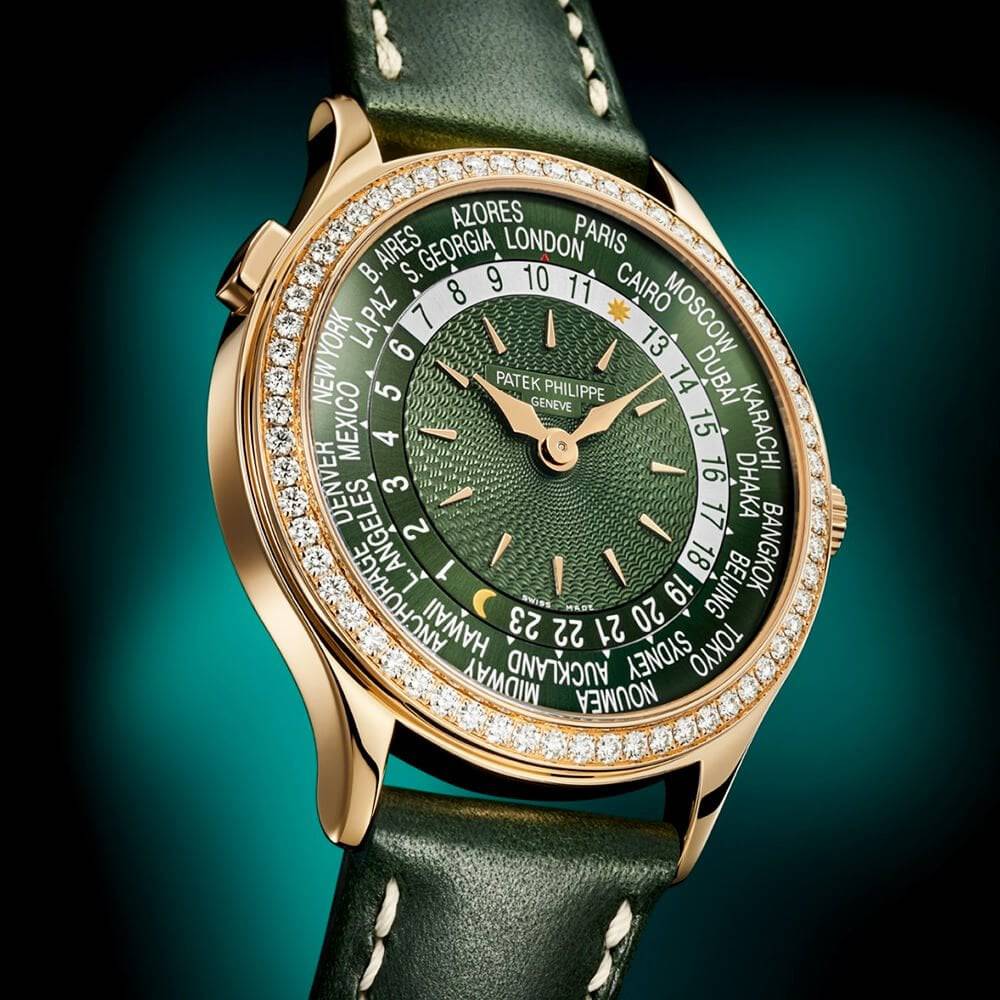 Complications World Time 18ct Yellow Gold Olive Green Dial Ladies Watch - Image 2