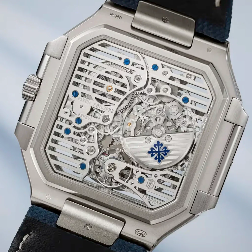Cubitus Perpetual Calendar 45mm Platinum Skeleton Blue Dial Watch - Image 4