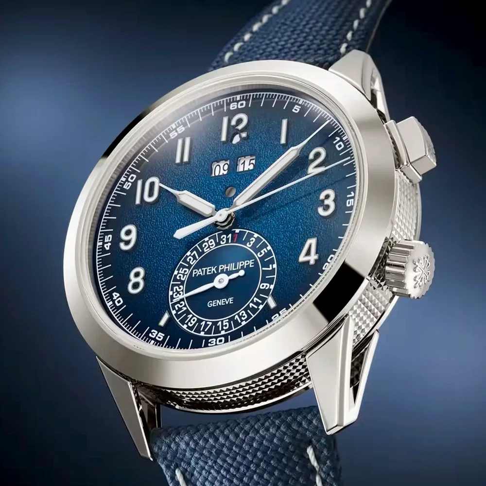 Grand Complications 24hr-Alarm 18ct White Gold Blue Textured Dial Watch - Image 2