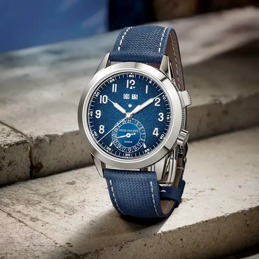 Grand Complications 24hr-Alarm 18ct White Gold Blue Textured Dial Watch - Image 3