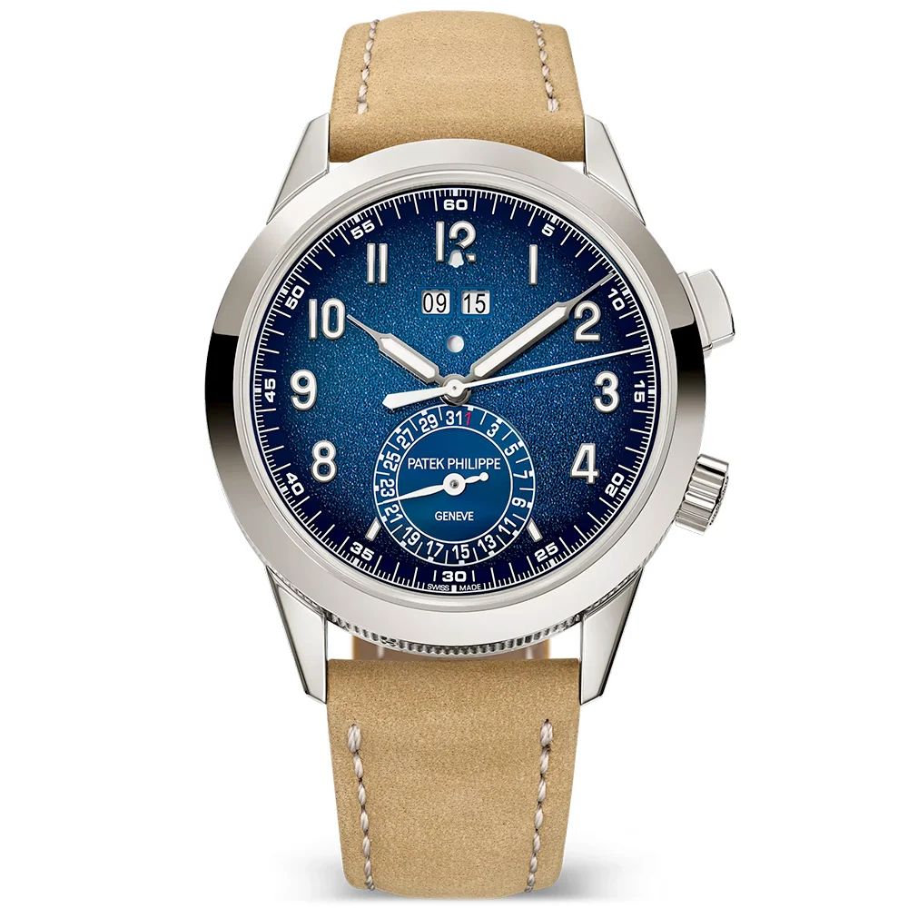 Grand Complications 24hr-Alarm 18ct White Gold Blue Textured Dial Watch - Image 4