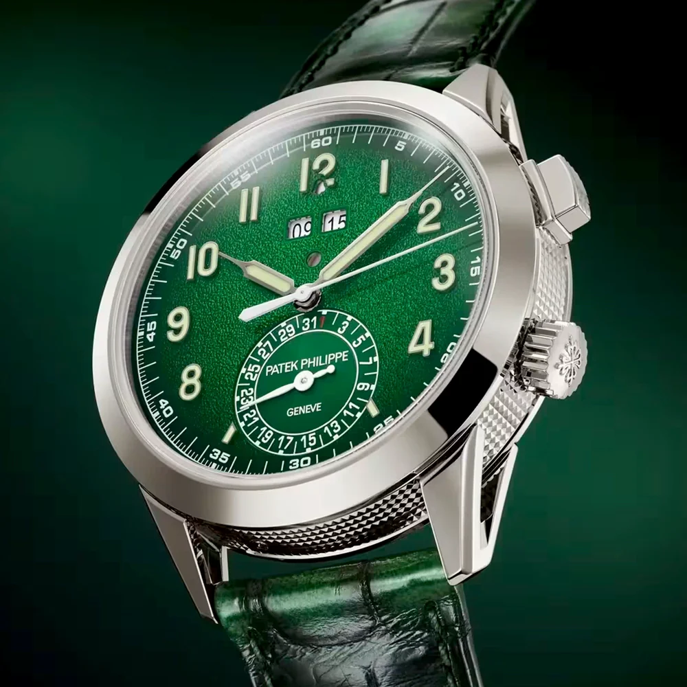 Grand Complications 24hr-Alarm 18ct White Gold Green Textured Dial Watch - Image 2