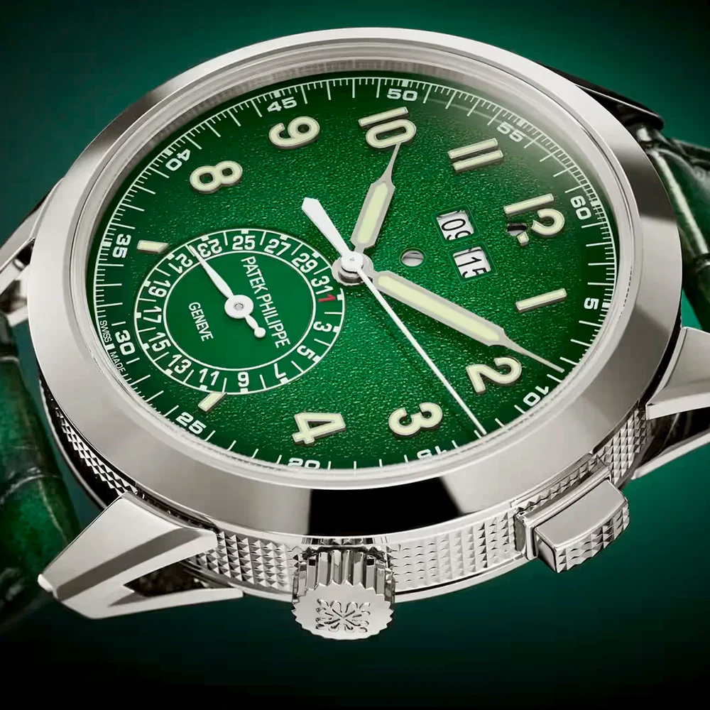 Grand Complications 24hr-Alarm 18ct White Gold Green Textured Dial Watch - Image 3
