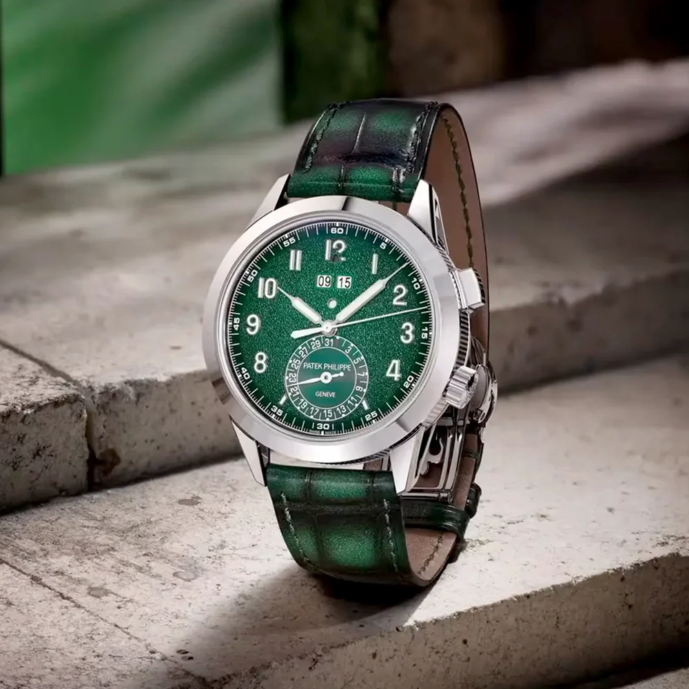 Grand Complications 24hr-Alarm 18ct White Gold Green Textured Dial Watch - Image 7