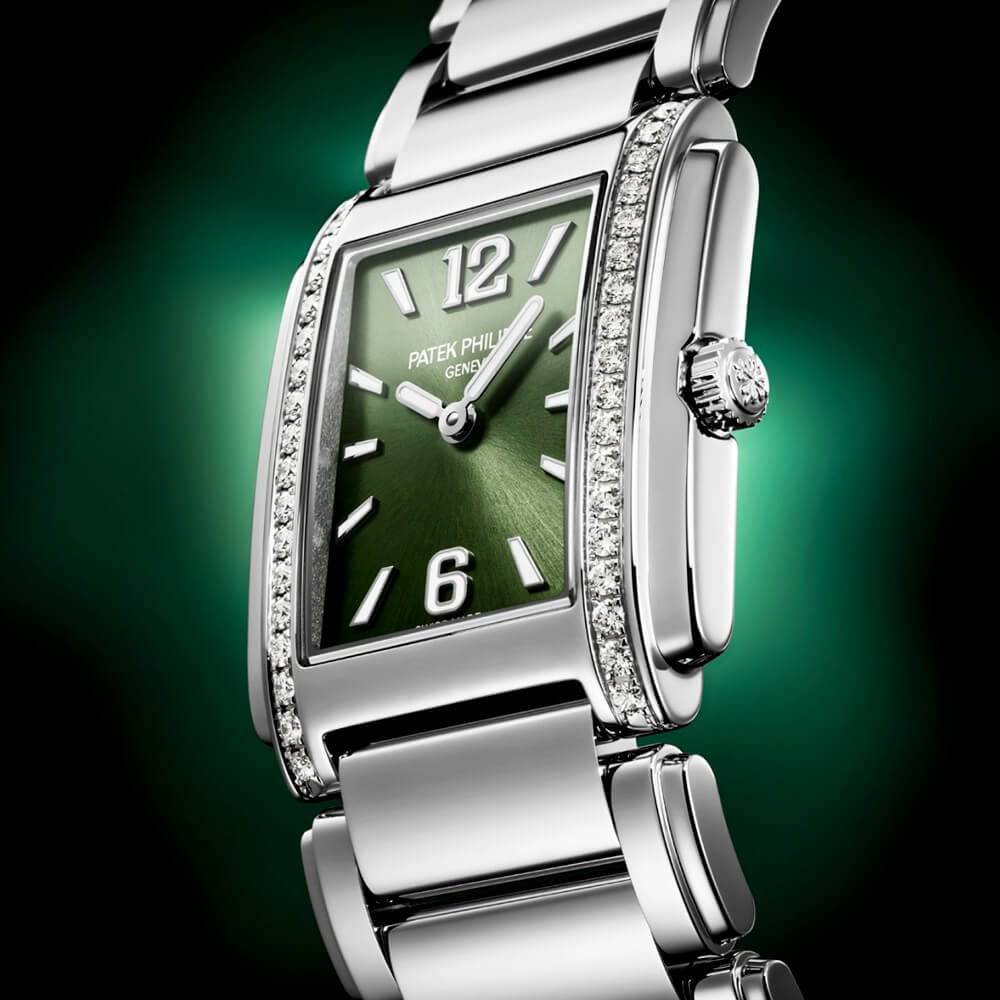 Twenty~4 Diamond Set Bezel Olive Green Dial Ladies Bracelet Watch - Image 2