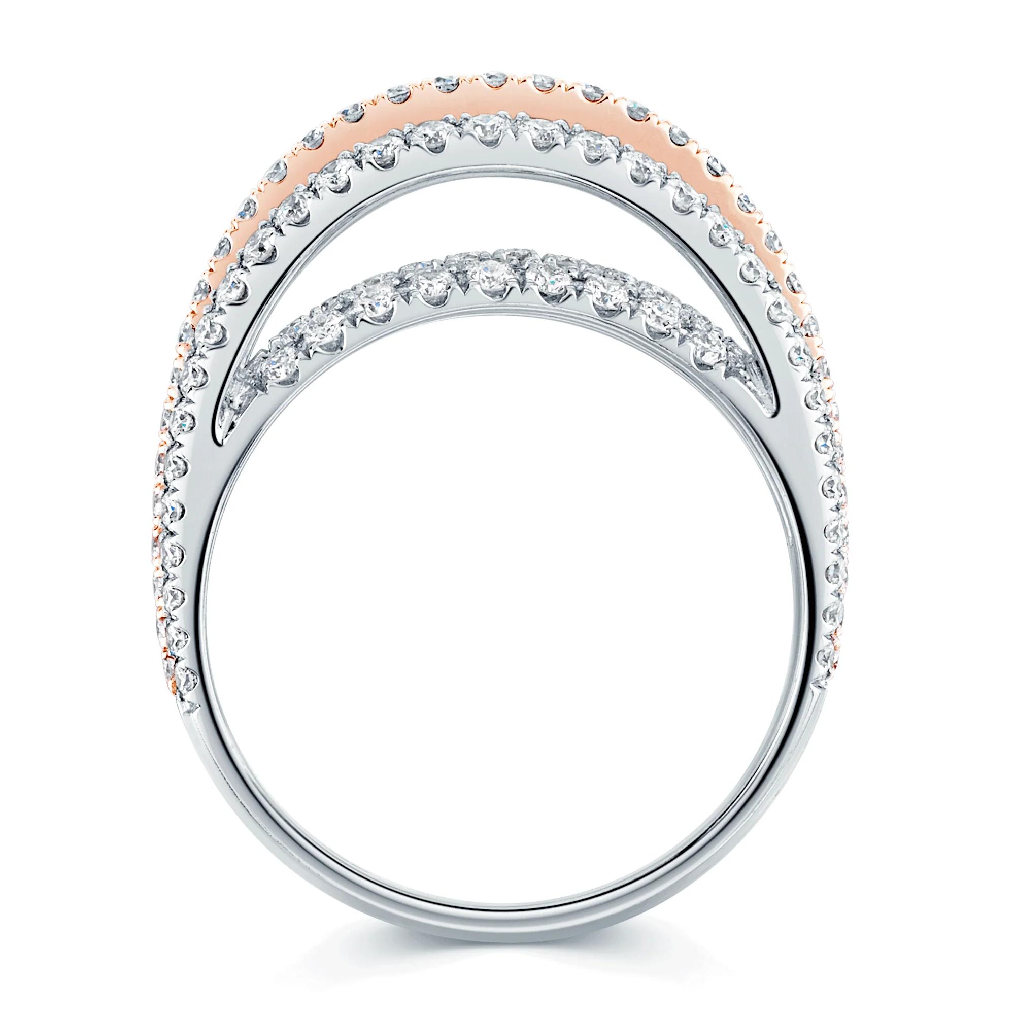Platinum And 18ct Rose Gold Diamond Multi Strand Dress Ring - Image 2