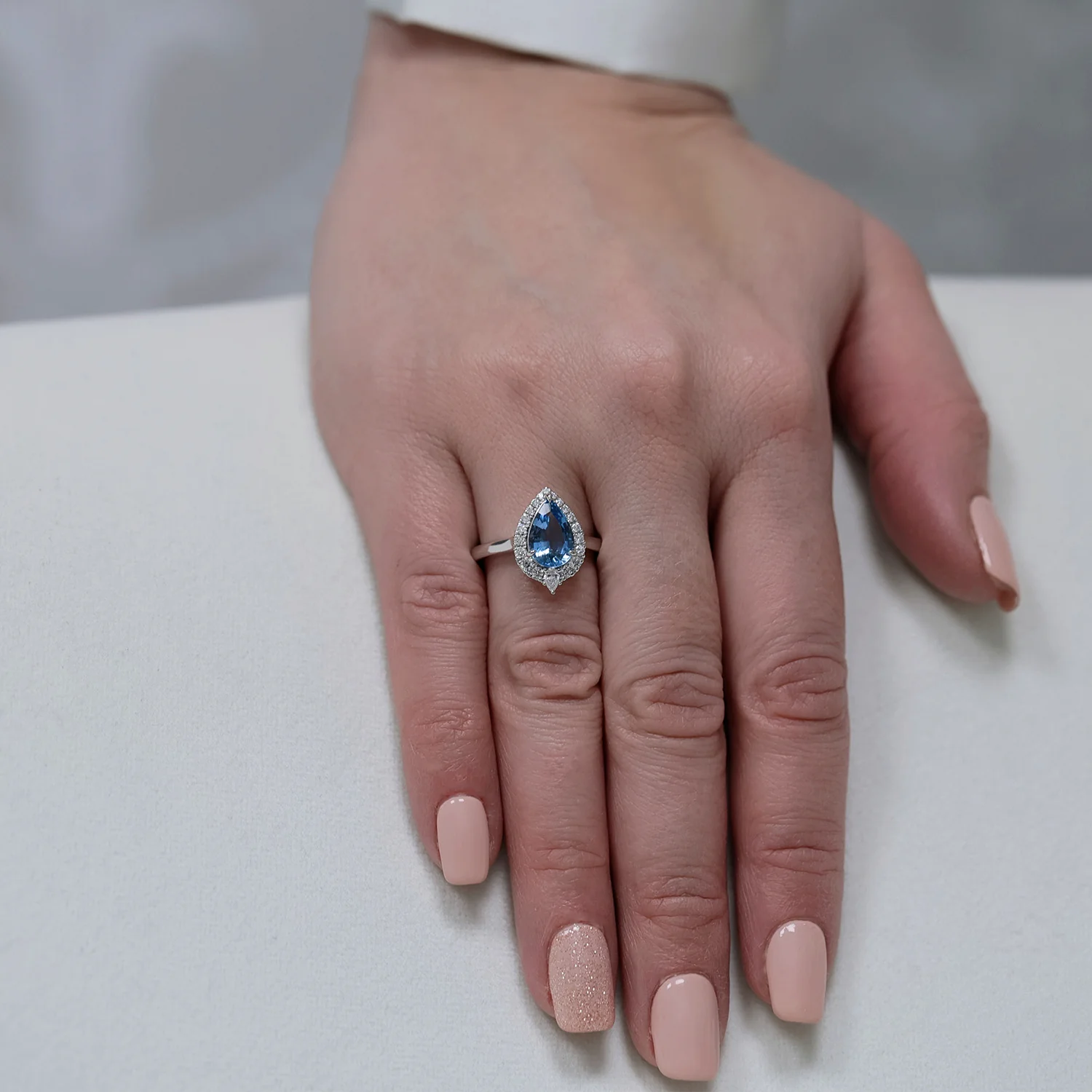 Platinum Aquamarine And Diamond Cluster Ring - Image 2