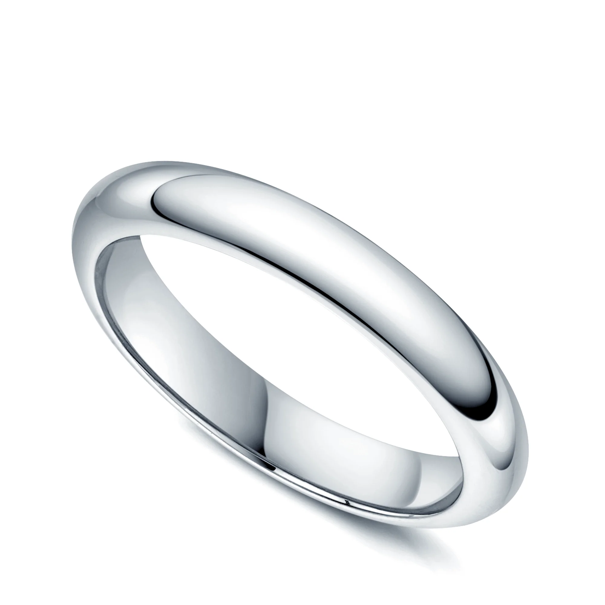 Platinum D-Shape Ladies Wedding Ring - Image 2
