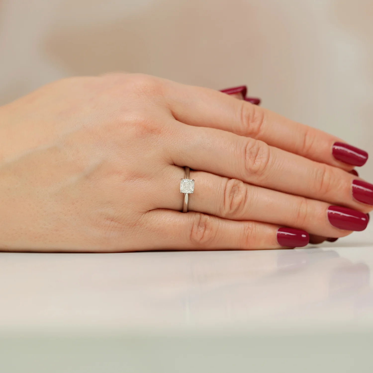 Platinum GIA Certificated Cushion Cut Diamond Engagement Ring - Image 3