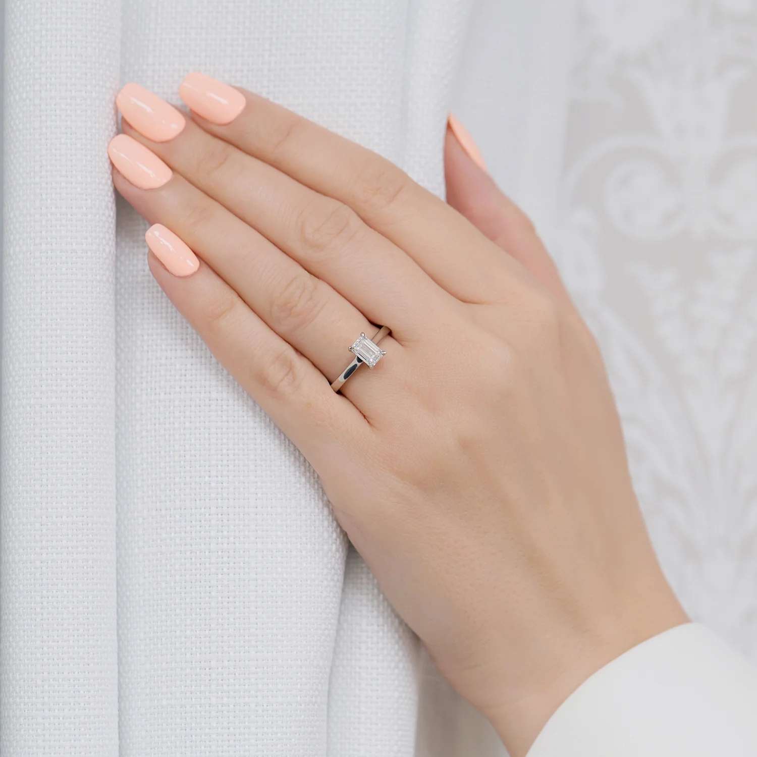 Platinum GIA Certificated Emerald Cut Diamond Engagement Ring - Image 3