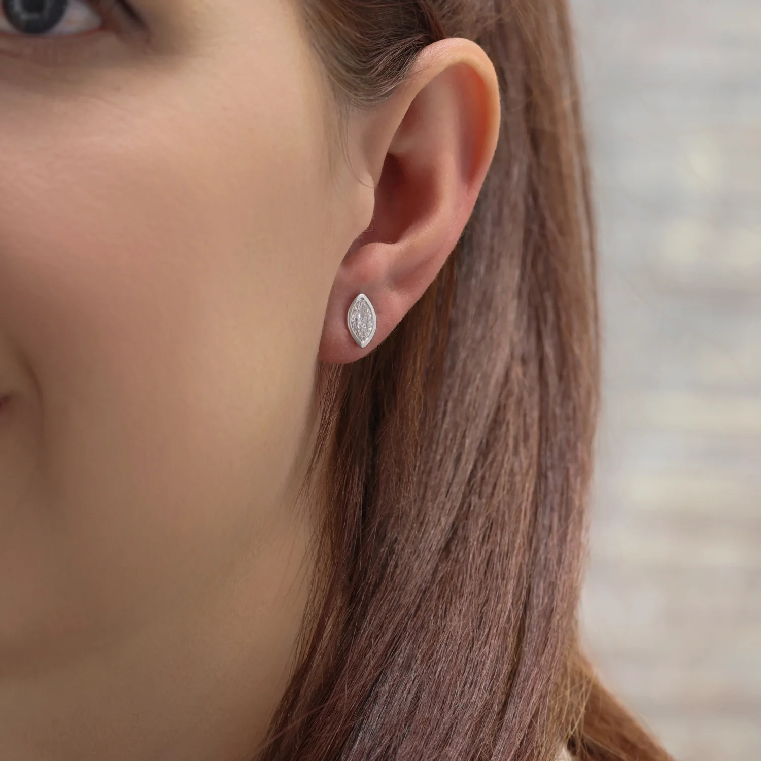 Platinum GIA Certificated Marquise Cut Diamond Rub Over Stud Earrings - Image 3