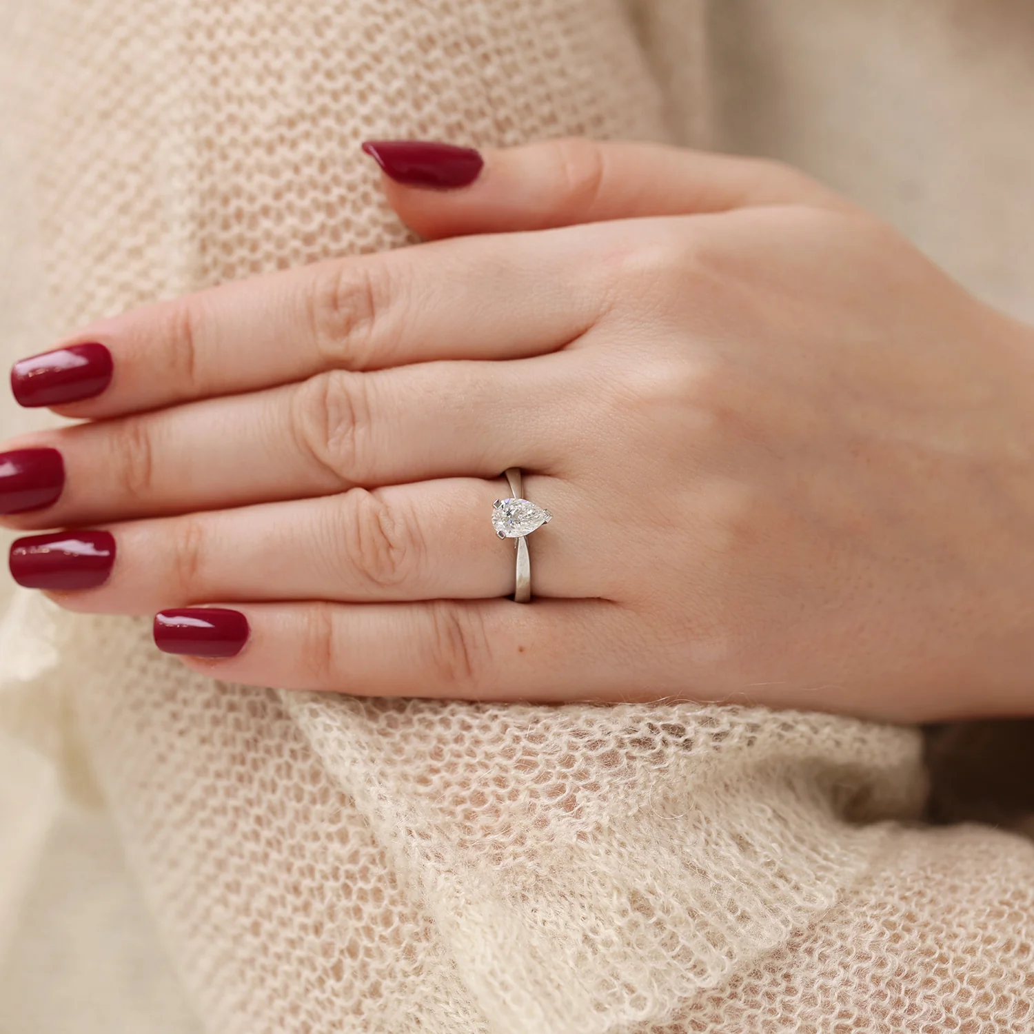 Platinum GIA Certificated Pear Cut Diamond Engagement Ring - Image 2