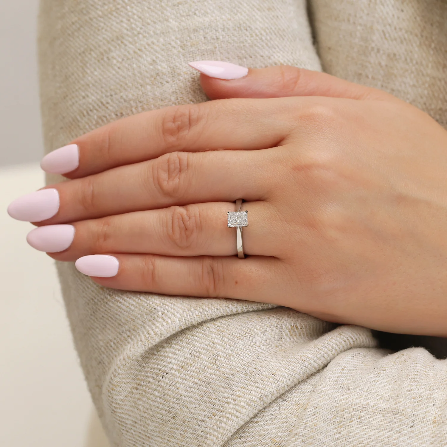 Platinum GIA Certificated Radiant Cut Diamond Solitaire Ring - Image 2