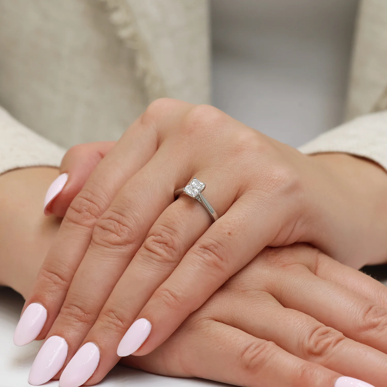 Platinum GIA Certificated Radiant Cut Diamond Solitaire Ring - Image 3