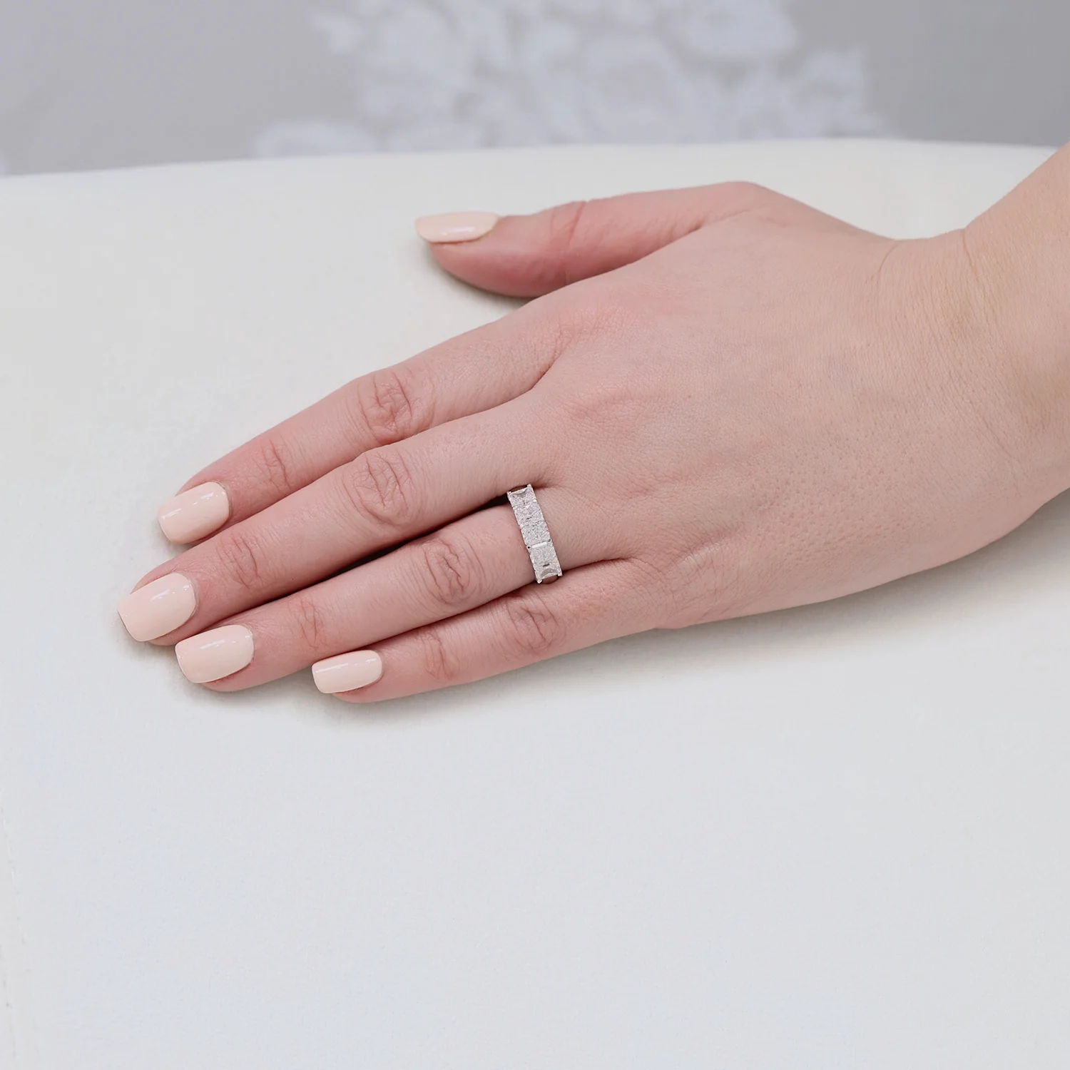 Platinum Radiant Cut Diamond Five Stone Eternity Ring - Image 2