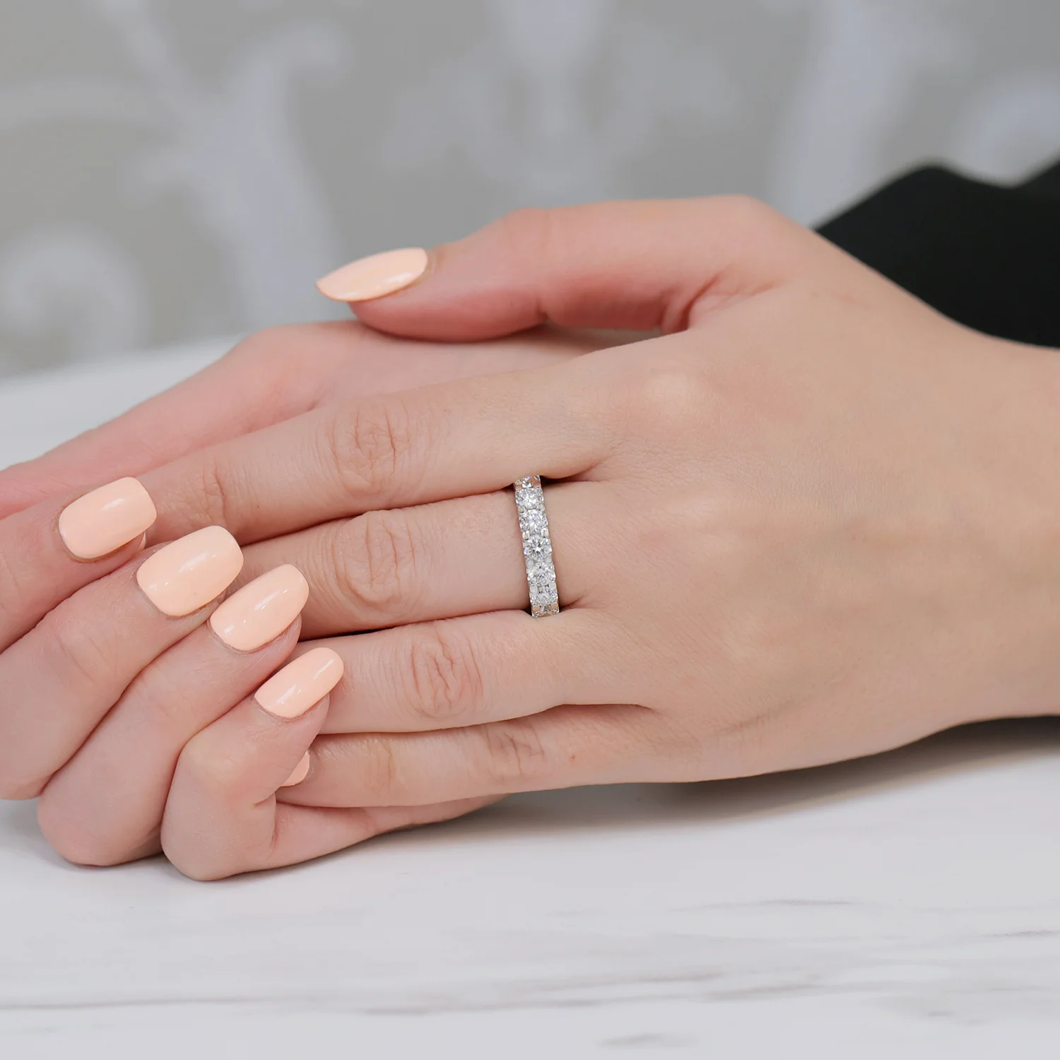 Platinum Round Brilliant Cut 2.00 Carat Diamond Half Eternity Ring - Image 2