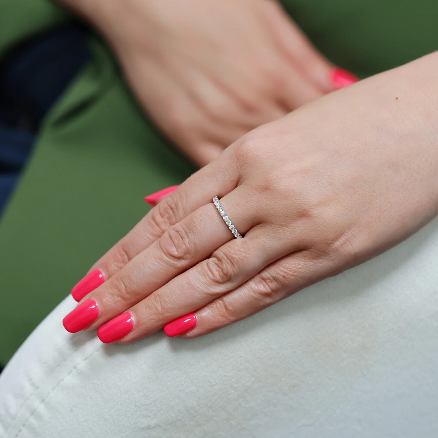 Platinum Round Brilliant Cut Diamond Full Eternity Ring - Image 2