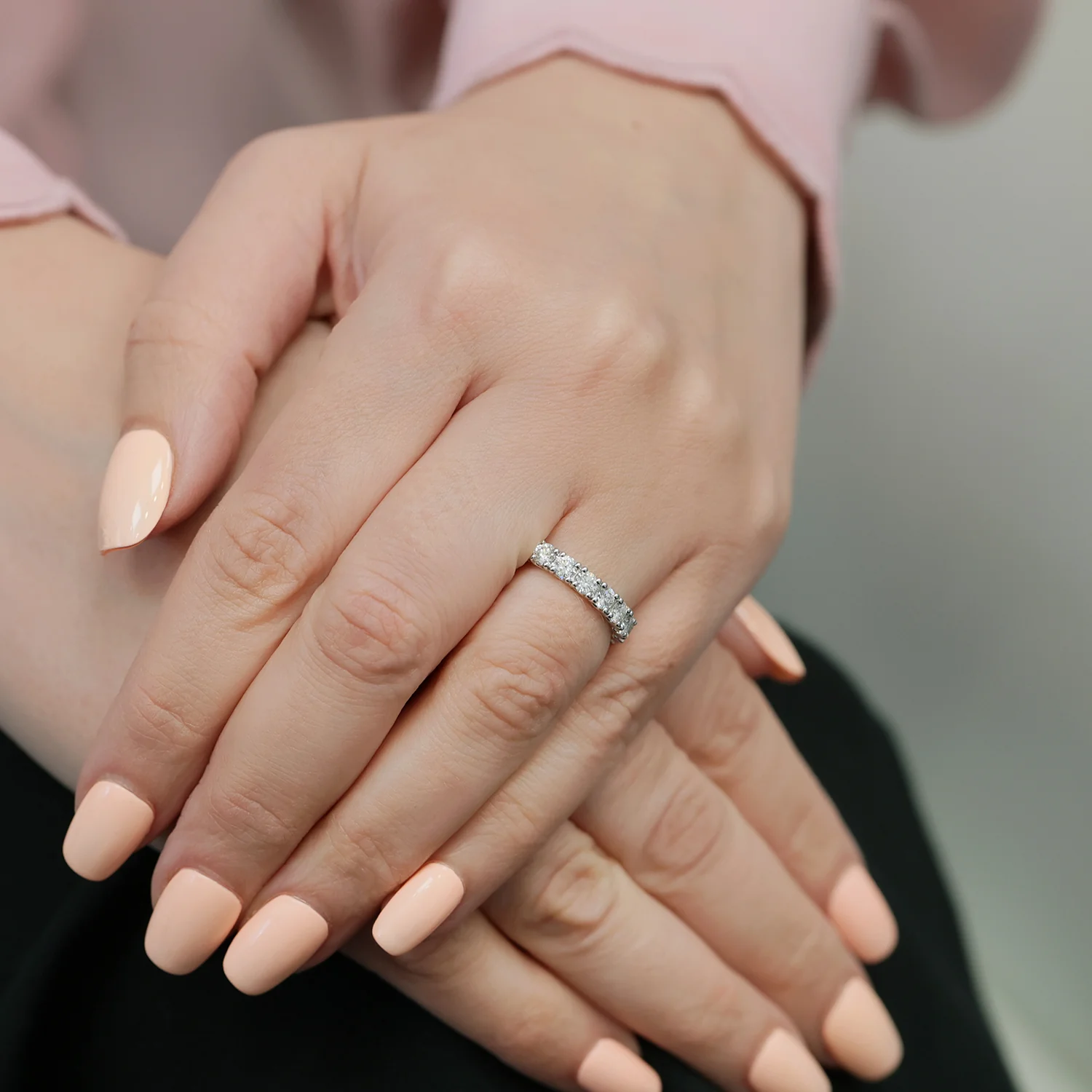 Platinum & Round Brilliant Cut Diamond Full Eternity Ring - Image 2