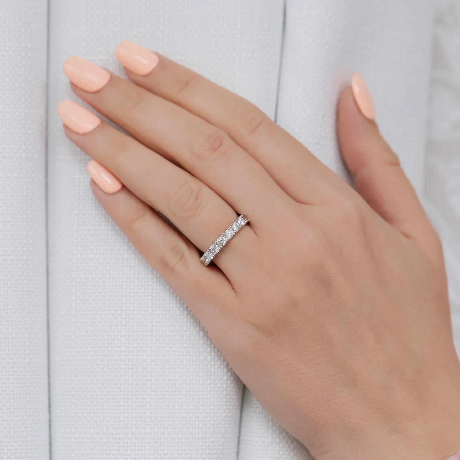 Platinum & Round Brilliant Cut Diamond Full Eternity Ring - Image 3